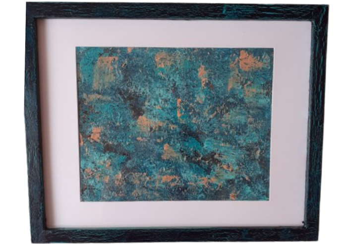 Gemalte Bilder kaufen Blau - orange - weinrot – Bild 2