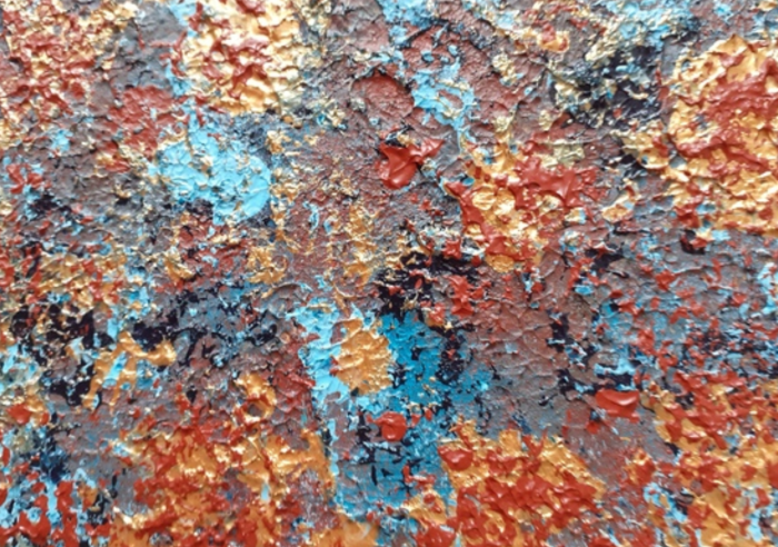 Bilder in Gold mit Acrylfarbe - Blautöne