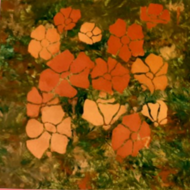 Bilder gemalt mit Blumen mit Schablone